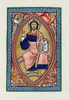 Glory Prints: Christ in glory with the symbols of the four Evangelists, c1200