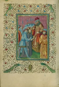 Herod Antipater Prints: Christ before Herod; Book of Hours, about 1460. Creator: Unknown