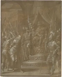 Halberd Prints: Christ before Herod, c. 1591. Creator: Jacopo Ligozzi