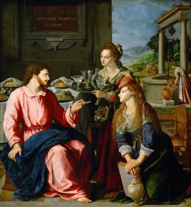 Martha Prints: Christ in the House of Martha and Mary, 1605. Artist: Allori, Alessandro (1535-1607)