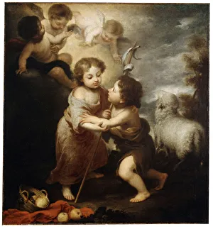 Christ and John the Baptist as Children, between 1655 and 1660. Artist: Bartolome Esteban Murillo Christ and John the Baptist as Children, between 1655 and 1660. Artist: Bartolome Esteban Murillo