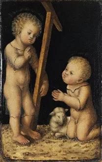 Christ and John the Baptist as Children. Artist: Cranach, Lucas, the Elder (1472-1553) Christ and John the Baptist as Children. Artist: Cranach, Lucas, the Elder (1472-1553)
