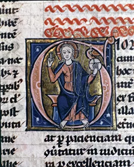 Christ in Majesty (Maiestas domini). Second illuminated capital letter in De Civitate