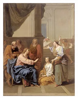 Martha Prints: Christ with Martha and Mary. Sketch (or reduction) for May of Notre-Dame of 1704