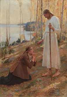 In Front Of Prints: Christ and Mary Magdalene, a Finnish Legend, 1890. Creator: Albert Edelfelt