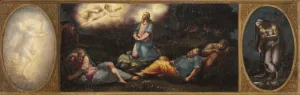 Christ on the Mount of Olives with Two Allegorical Figures. Artist: Vasari, Giorgio (1511-1574) Christ on the Mount of Olives with Two Allegorical Figures. Artist: Vasari, Giorgio (1511-1574)