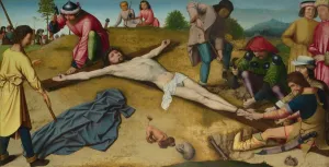 The Crucifixion Prints: Christ Nailed to the Cross, ca 1481. Artist: David, Gerard (ca. 1460-1523)
