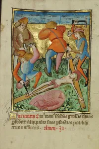 Illumination Painting Prints: Christ Nailed to the Cross; Illustrated Vita Christi