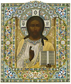 Christ Pantocrator. (On the Occasion of the Miraculous Rescue during the Imperial Trains Accident, Artist: Ovchinnikov)