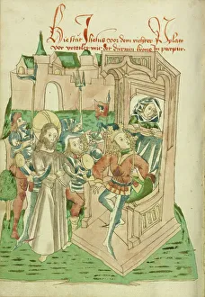 Diebold Lauber Prints: Christ before Pilate; Barlaam und Josaphat, 1469. Creators: Hans Schilling, Diebolt Lauber