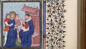 Images Dated 21st June 2013: Christ before Pilate (Book of Hours), 1400s. Artist: Master of Troyes (active 1400-1415)