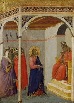 Christ Before Pilatus Collection: Christ before Pilate, ca 1335. Creator: Lorenzetti, Pietro (ca 1300-ca 1348)