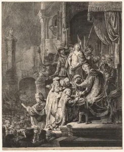 1606 1669 Prints: Christ Before Pilate: Large Plate, 1636. Creator: Rembrandt van Rijn (Dutch, 1606-1669)