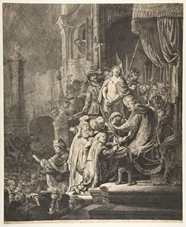 Christ Before Pilate: the large plate, 1636. Creator: Rembrandt Harmensz van Rijn Christ Before Pilate: the large plate, 1636. Creator: Rembrandt Harmensz van Rijn