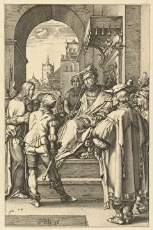 Christ before Pilate, from The Passion of Christ, 1596. Creator: Hendrik Goltzius Christ before Pilate, from The Passion of Christ, 1596. Creator: Hendrik Goltzius