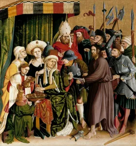 Christ Before Pilatus Collection: Christ before Pilate. The Wings of the Wurzach Altar, 1437. Artist: Multscher, Hans (c. 1400-1467)