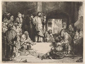 Congregation Gallery: Christ Preaching, called La Petite Tombe, ca. 1657. Creator: Rembrandt Harmensz van Rijn