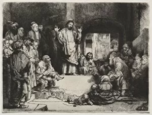 Drypoint Collection: Christ Preaching (La Petite Tombe), c. 1657. Creator: Rembrandt van Rijn (Dutch, 1606-1669)