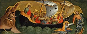 Veneziano Gallery: Christ Rescuing Peter from Drowning (Predella Panel), ca 1370