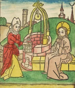 Samaritan Prints: Christ and the Samaritan Woman (Schr. 141c), 15th century. 15th century. Creator: Anon