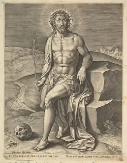 Hieronymus Wierix Gallery: Christ Sitting on the Cold Stone, before ca. 1586. Creator: Hieronymous Wierix