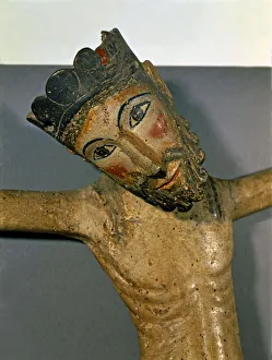 Episcopal Museum Prints: Detail of Christ of Solsona, polychromed carving c. 1300
