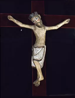 Images Dated 21st May 2014: Christ of Solsona, polychromed wood carving, Christ crucified with feet together