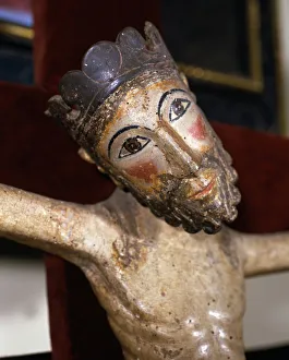 Episcopal Museum Prints: Christ of Solsona, polychromed wood carving, detail of the superior part