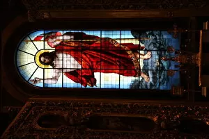 Auguste De Montferrand Gallery: Christ, stained glass, St Isaacs Cathedral, St Petersburg, Russia, 2011. Artist: Sheldon Marshall