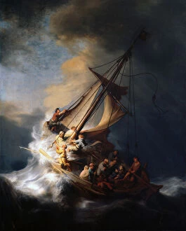 Biblical Places Collection: Christ in the Storm on the Lake of Galilee, 1633. Artist: Rembrandt van Rhijn (1606-1669)