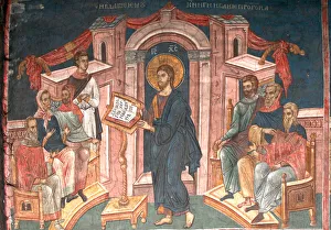 Christ in the synagogue of Nazareth, ca 1350. Artist: Anonymous Christ in the synagogue of Nazareth, ca 1350. Artist: Anonymous
