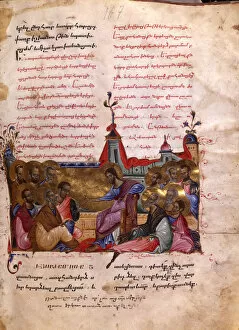 Armenian Church Gallery: Christ Taking Leave of the Apostles (Manuscript illumination from the Matenadaran Gospel), 1286