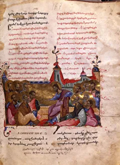 Matenadaran Prints: Christ Taking Leave of the Apostles (Manuscript illumination from the Matenadaran Gospel)