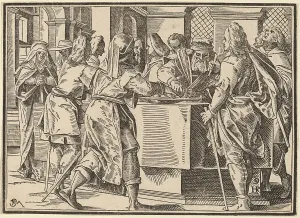 Addressing Prints: Christ Tells His Disciples of the Last Judgment, published 1630. Creator: Christoph Maurer