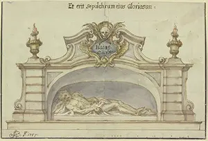 Preparatory Drawing Prints: Christ in the tomb, 1757. Creator: Johann Georg Bergmuller