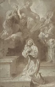 Brush And Brown Wash Collection: Christ and the Virgin Appearing to Saint Francis, 1562-1602. Creator: Pietro Faccini