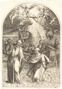 Kinneret Prints: Christ Walking on the Water [second plate], 1608 / 1611. Creator: Jacques Callot