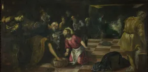 Jesu Prints: Christ washing the Feet of the Disciples, ca. 1575. Artist: Tintoretto, Jacopo (1518-1594)