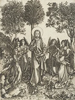 Second State Of Three Prints: Christ in the Wilderness Served by Angels
