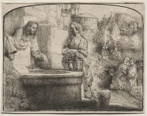 Christ and the Woman of Samaria: An Arched Print, 1657-58. Creator: Rembrandt van Rijn (Dutch
