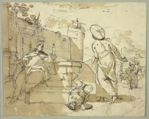 Samarian Prints: Christ and the Woman of Samaria, n.d. Creator: Jacob de Wit