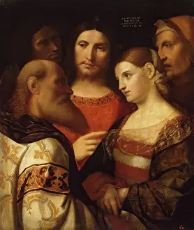 Venice Italy Europe Prints: Christ and the Woman Taken in Adultery, 1510. Creator: Jacopo Palma il Vecchio