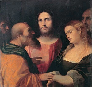Christ And The Woman Taken In Adultery Collection: Christ and the Woman Taken in Adultery, 1525-1528. Artist: Palma il Vecchio, Jacopo