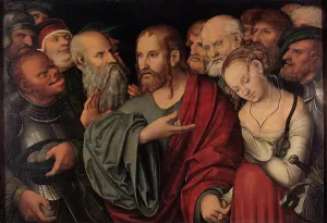 Cranach Prints: Christ and the Woman Taken in Adultery, 1532. Creator: Lucas Cranach the Elder