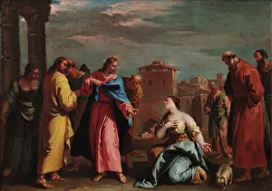 Pharisees Prints: Christ and the Woman Taken in Adultery, 1727-1729. Creator: Ricci, Sebastiano (1659-1734)