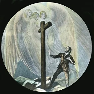 Christian arrives at the cross , c1910. Creator: Unknown Christian arrives at the cross , c1910. Creator: Unknown