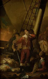 Christian IV Aboard his Flagship The Trinity ('Trefoldigheden'), 1782. Creator: Nicolai Abraham Abildgaard. Christian IV Aboard his Flagship The Trinity ('Trefoldigheden'), 1782. Creator: Nicolai Abraham Abildgaard