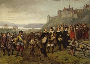 Christian IV founding Christiania. Sketch, probably 1876. Creator: Adolph Tidemand