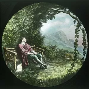 Bunyan Collection: Christian rests in the arbour and loses his scroll, c1910. Creator: Unknown