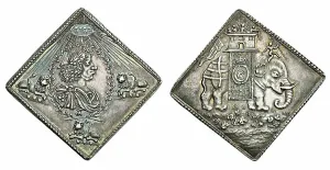 Numismatics Glyptics And Medals Prints: Christian V, of Denmark. Square silver medal (or coin)